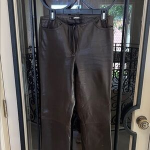 DKNY Men's Dark Brown Leather Pants